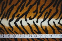 1 Yard Brown Black Tiger Print w/ White Stripe Fleece Fabric 37″ X 58″