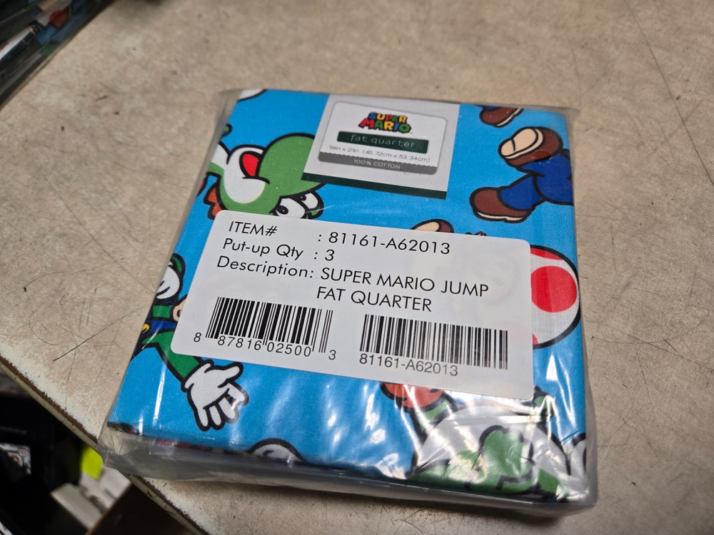 PACK OF 3 Fat Quarter of Fabric 18×21 Crafts, Quilting, Super Mario Nintendo