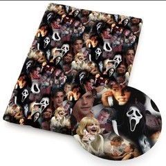 Halloween Polyester Cotton blend fabric 18″x55″ 1283483 Horror slasher 1/2 yard
