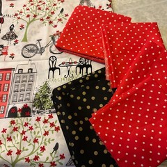 Waverly Emma Mila Paris Fabric Bundle Red Polka Dot Black Gold Confetti 3 Yards