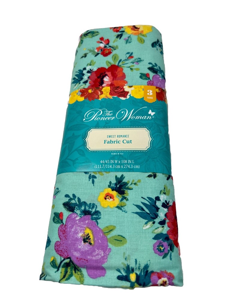 Pioneer Woman Sweet Romance Fabric 3 yards Precut NEW Teal, Yellow, Red, Pink