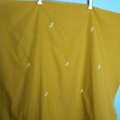 Vintage Filipiniana Fabric 34″ x 2.5Yd Embroidered Chartreuse Kaftan Barong dot