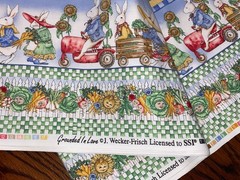 1 Yd Grounded In Love Rabbit Bunny Spring Vegetable Border Wecker Frisch SSI BTY