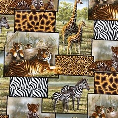 Safari Fabric Giraffe, Zebra, Tiger VIP Cranston Sold by the yard