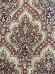 VTG Burgundy /Gold /Sage Damask Tapestry Upholstery Fabric 1.61Yds