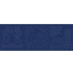 Patchwork Sewing Fabric Sashiko Teatime Navy Printed Panel 50x137cm