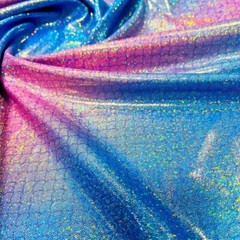 Scales Purple Metallic Print Nylon Spandex Fabric 4 Way Stretch By Yard