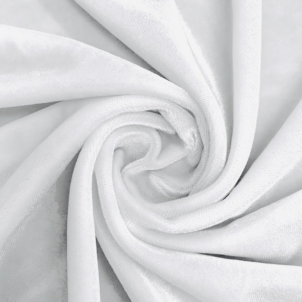 Princess WHITE Polyester Spandex Stretch Velvet Fabric by the Yard for Tops, Dr
