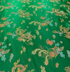 Hope GREEN Dragon Brocade Chinese Satin Fabric by the Yard – 10040