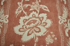 Estelle Ruby Cream on Red Jacobean Floral Stripe Print PKaufmann Fabric