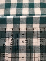 Dark Green Gingham 1″ Check Fabric Cotton Home Dec Tablecloth Weight 17″ x 56″