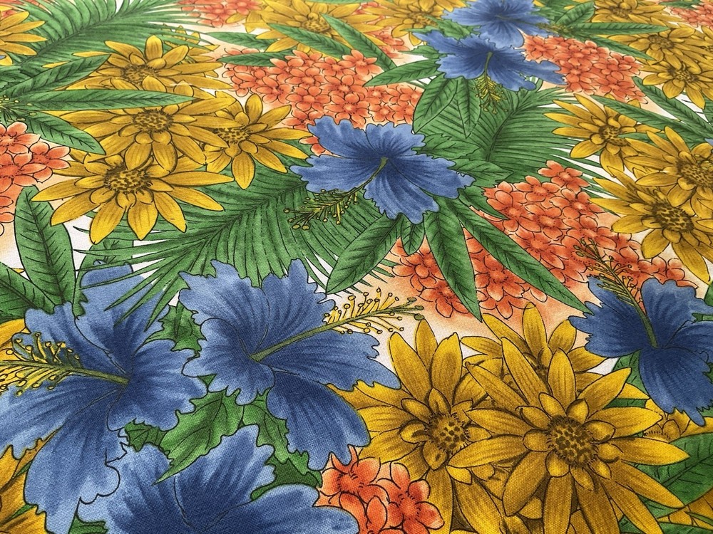 fabric Jungle Flower Colorful By Fabri-Quilt 42”X 27”