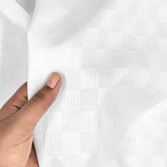 White Soft Textured Leno Check Fabric Sheer Openwork Dressmaking Yard 58″ Wide