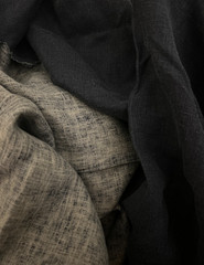 100% Linen Fabric – Reversible Black & Grey White Weave – Light 59″ Wide BTY