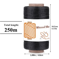 Qmnnma Waxed Thread 284 Yards, 150D 284 yards (10.5 cm/4.13 inches), Black