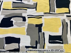 VTG Fabric Geometric Black-Yellow-Gray-White Pattern 48″x97″ Exclusive For Joann
