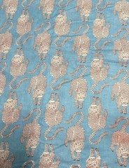 3 Yards Fabric Indian Blue Tiger Hand Block Print Cotton Fabric Sewing Fabrics