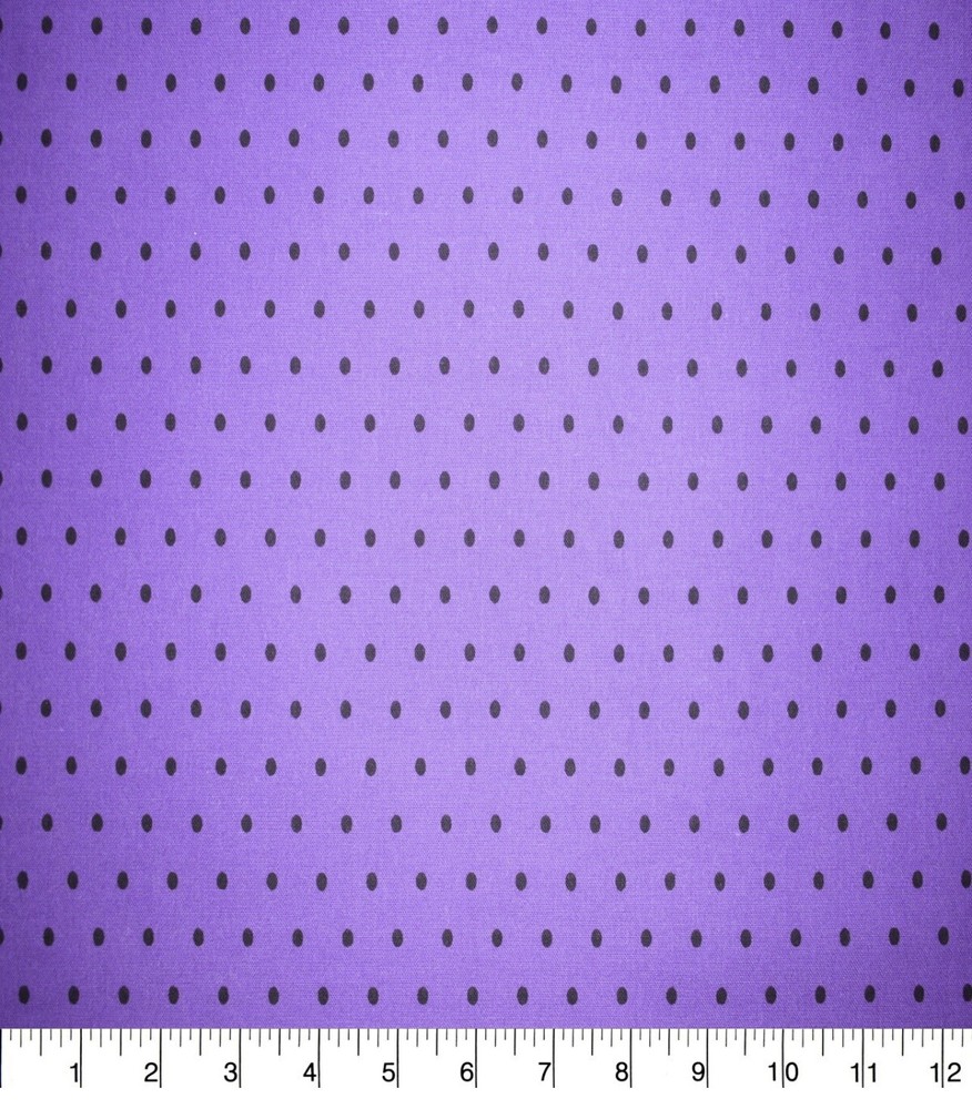 HALLOWEEN COTTON FABRIC PURPLE BLACK DOTS HALF YARD 18×44 COSTUME DECOR QUILTS