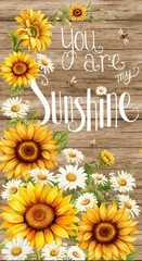 Timeless Treasures You Are My Sunshine Sunflower Cotton Quilt Panel 24″ X 44″