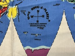 1988 Hugg-A-Planet EARTH Fabric Panel By XTG Products DIY Huggable World Map