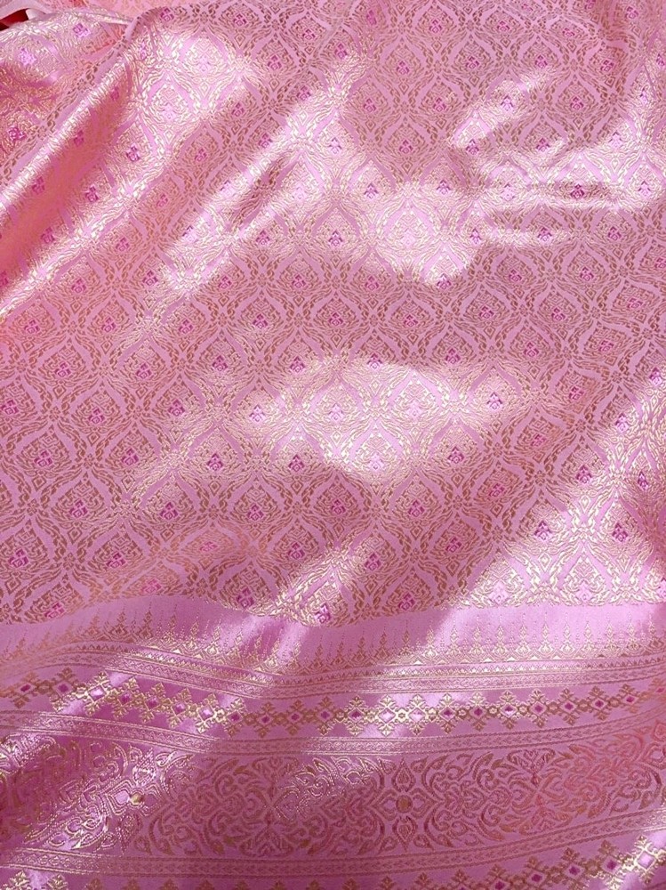 Pink Gold Thai Silk Damask Traditional Wedding Skirts Dresses Costume 40″x70″
