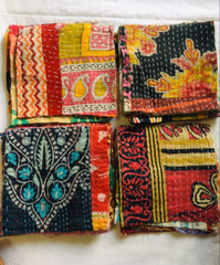Boho Vintage Charm Pack: 50 pc Kantha Scrap Fat Quarter Bundle – Pre-Cut 6.5×6.5