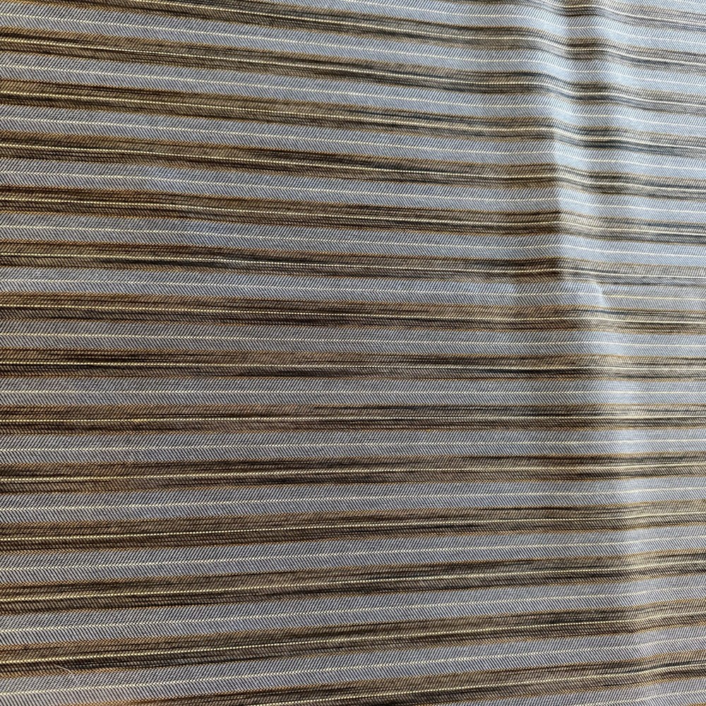 Indoor Outdoor Herringbone Blue Brown Water Resistant Stripe Coated Fabric 70”L