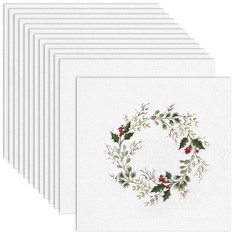 12 PCS Cotton Embroidery Fabric Squares 6×6 Inch White Solid Pattern Plain