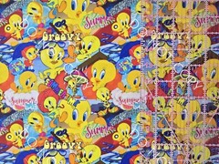 Custom 100% Cotton Woven Fabric Tweety Bird Cartoon By The 1/4 Yard 9×56