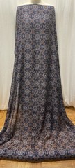 100% High Quality Silk Batiste Geometric Tile Blue Print Fabric By 56″ Wide