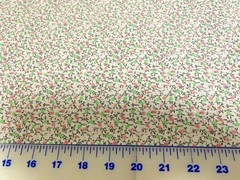 Country Calico Soft Gray w Mint & Pink flowers cotton Fabric per yard