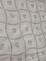 American legacy fabric beige polished cotton w/vines and small flowers 1981