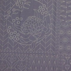 Patchwork Quilting Sewing Fabric Sashiko Botanical Navy Panel 50x110cm