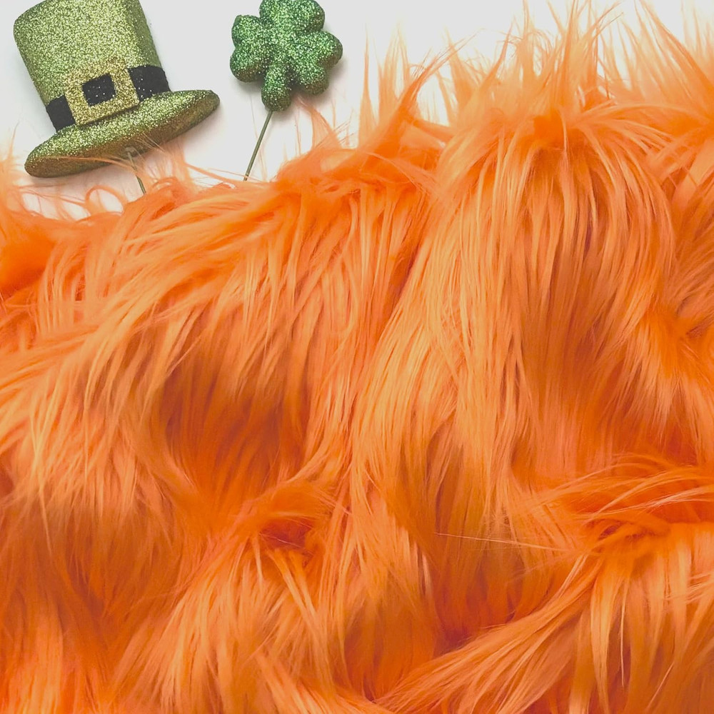 Bianna Vivid Orange Faux Fur Fabric, 60 Inches Wide Options, American Seller, Lu