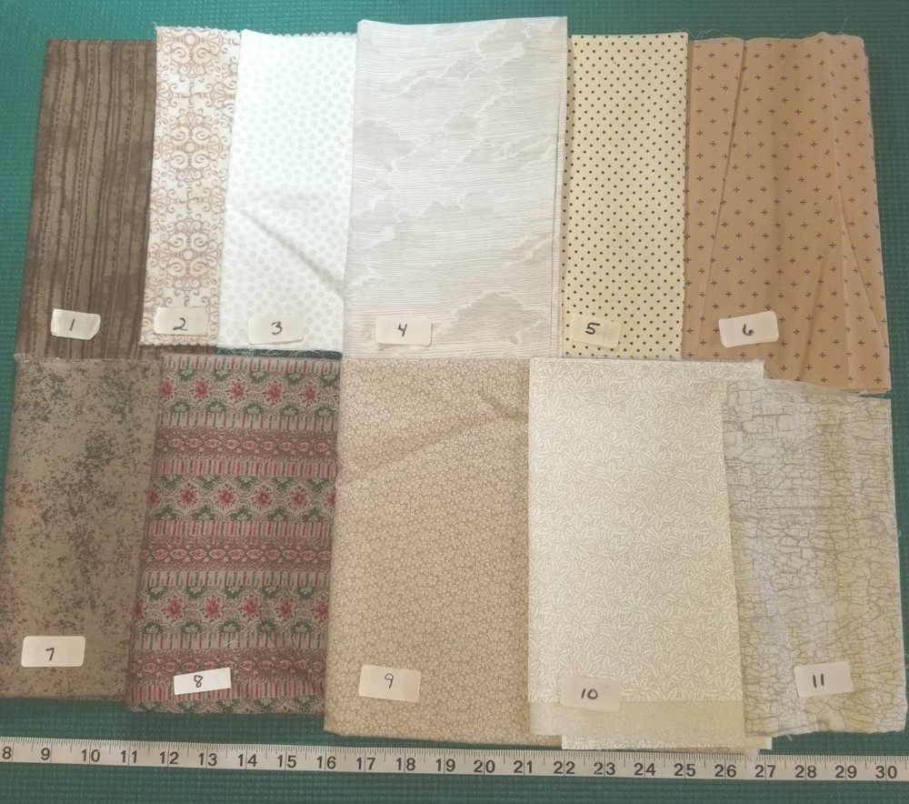 Your Choice Pieces, 1/4 Yds OR FQs Cream Tan Brown Floral cotton quilting Fabric