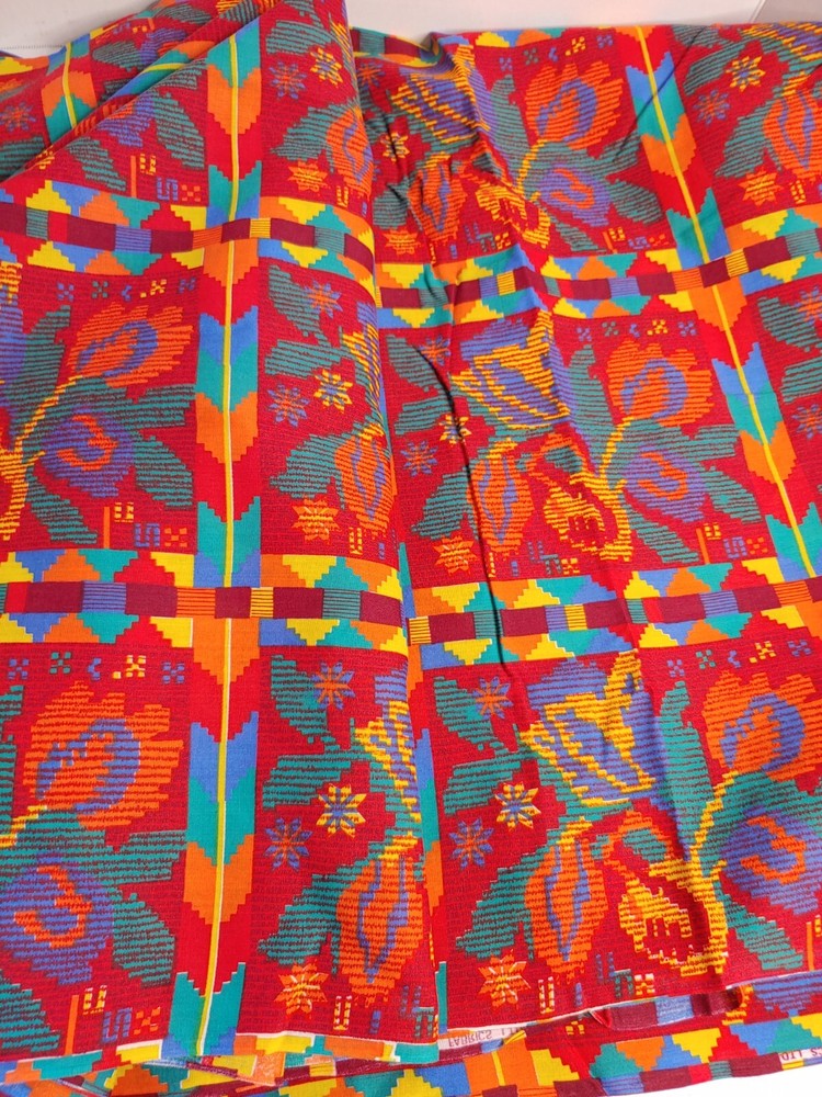 5.5 Yds×43″Vtg.Retro Bold Colors Cotton/Synthetic Blend Lightweight Fabric (#41)