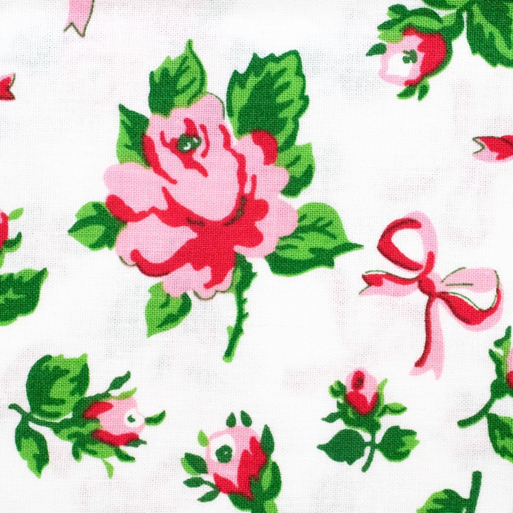 Windham Quilting Cotton Fabric First Blush Ruby Red 41951 Pink Roses Bows 10×44