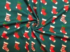 Bullet Knit Christmas Fabric Red Stockings Hunter Green 56″W Yard-BPR190