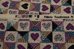 4-1/2 yards vintage cotton FABRIC TRADITIONS hearts stars PURPLE TEAL country