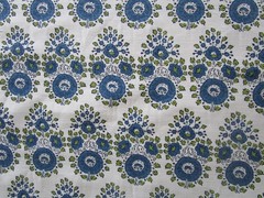John Robshaw Lanka Linen Blend Blue Indeinne Floral Fabric Print 2.55 yds