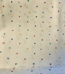 VTG Tiny Multicolored Yellow Red Blue Green Stars on White Faux Dimity BTHY