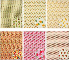Vivid 12-Piece Cotton Fruit Pattern Fabric Set for Quilting & Sewing Projects