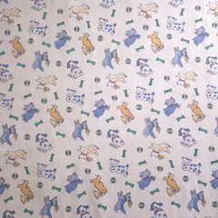 Blue and Brown Puppies Flannel Fabric 45″ By The Yard