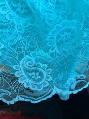 Teal Paisley Floral Lace Fabric By the Yard 46″ Wide