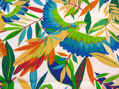 2013 Richloom Cotton Canvas Style Fabric Jungle/Macaw Birds 1yd x 56″