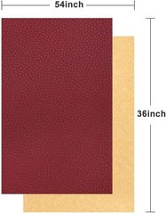 Moisture-Resistant Burgundy Faux Leather Fabric – 54″ x 36″ for Upholstery.