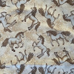 1 Yd Enchanted Kingdom Unicorn Dan Morris, RJR Fabrics Cotton Quilt Fabric 2013
