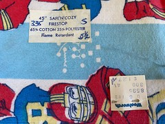 1 yd Vtg Football Player Soft Flannel Pajama Fabric Flame Retardant NFL Novelty