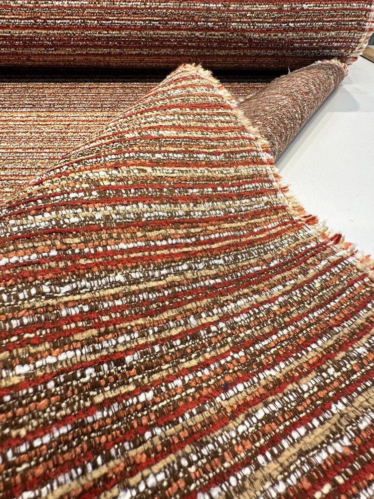 Hollywood Stripe Siracha Rust Valdese Chenille Upholstery Fabric By The Yard