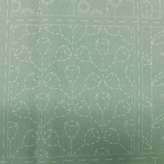 Patchwork Quilting Sewing Fabric Sashiko Botanical Green Panel 60x137cm